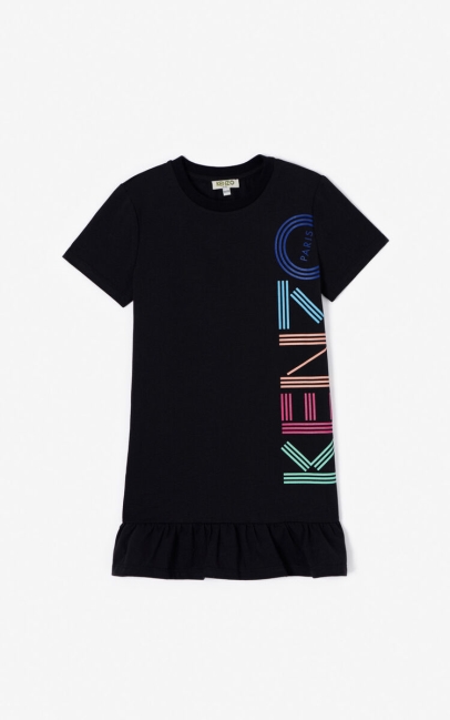 Kenzo Kids Kenzo Logo T-shirt Dress Black